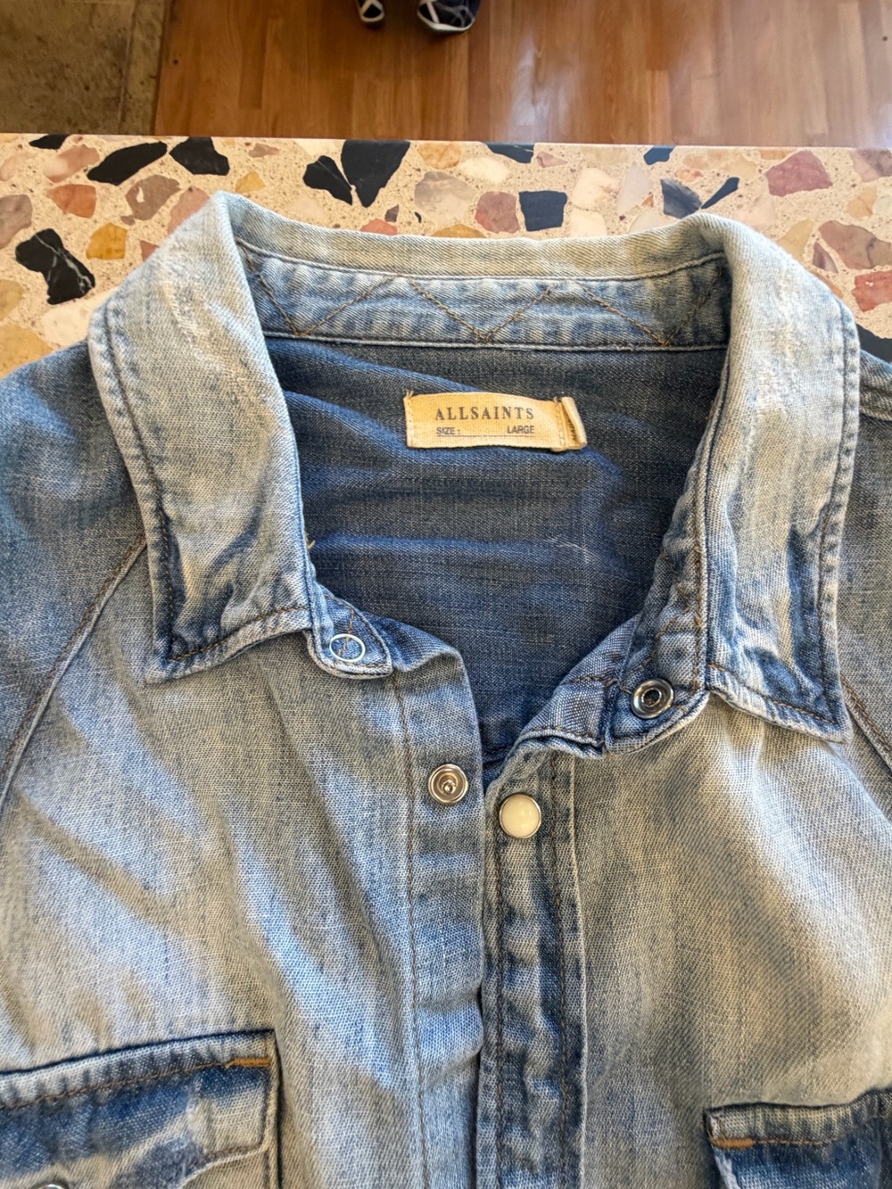 AllSaints Faded Blue Denim Jacket